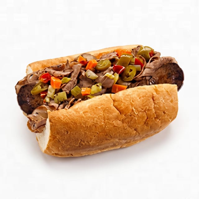 Beef Sausage Combo Sandwich.
