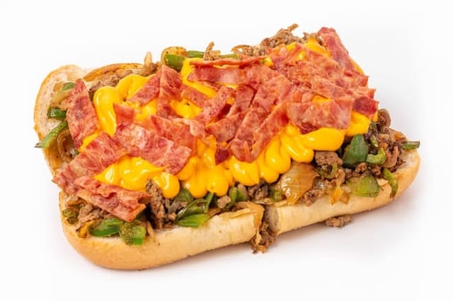 Steak Bacon Cheddar Sandwich.