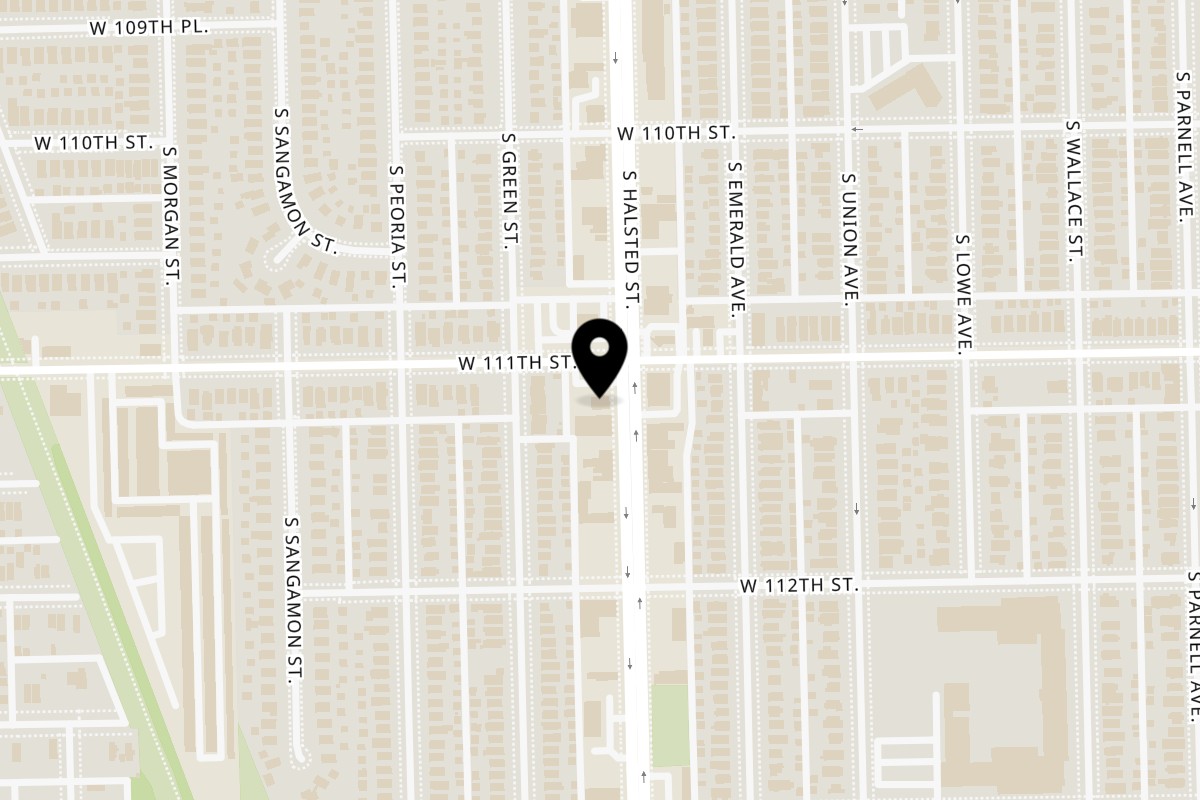 Map showing the location of Tony's Original Philly Steaks & Sharks Fish & Chicken 111th Street on 805 W 111th St in Chicago