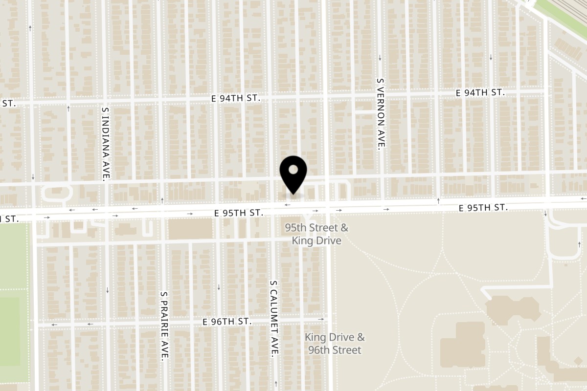 Map showing the location of Tony's Original Philly Steaks & Sharks Fish & Chicken 95th Street on 344 E 95th St in Chicago